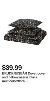 IKEA BRUDKRUSBÄR Duvet cover and pillowcase(s), black multicolor/floral pattern offer