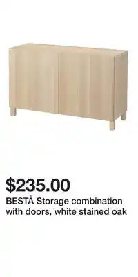 IKEA BESTÅ Storage combination with doors, white stained oak offer