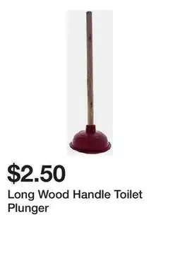 Dollarama Long Wood Handle Toilet Plunger offer