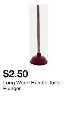 Dollarama Long Wood Handle Toilet Plunger offer