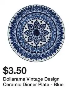 Dollarama Dollarama Vintage Design Ceramic Dinner Plate - Blue offer