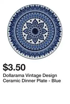 Dollarama Dollarama Vintage Design Ceramic Dinner Plate - Blue offer