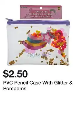 Dollarama PVC Pencil Case With Glitter & Pompoms offer