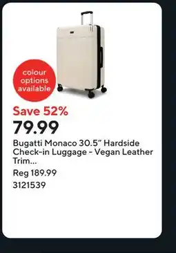 Staples Bugatti Monaco 30.5 Hardside Check-in Luggage - Vegan Leather Trim - Ecru offer