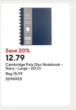 Staples Cambridge Poly Disc Notebook - Navy - Large - 60 Ct offer