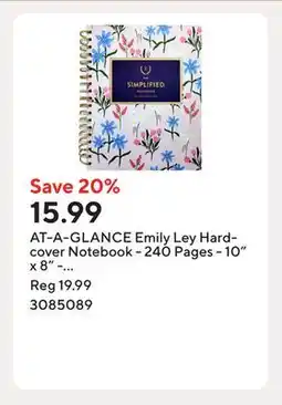 Staples AT-A-GLANCE Emily Ley Hardcover Notebook - 240 Pages - 10 x 8 - Garden offer