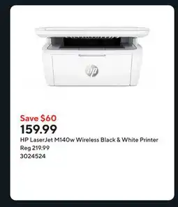 Staples HP LaserJet M140w Wireless Black & White Printer offer