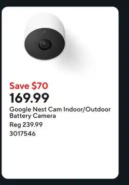 Staples Google Nest Cam Indoor/Outdoor Battery Camera offer