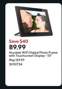 Staples Aluratek WiFi Digital Photo Frame with Touchscreen Display - 10 offer