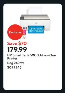 Staples HP Smart Tank 5000 All-in-One Printer offer