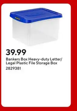 Staples Bankers Box Heavy-duty Letter/Legal Plastic File Storage Box offer