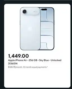 Staples Apple iPhone Air - 256 GB - Sky Blue - Unlocked offer