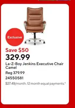 Staples La-Z-Boy Jenkins Executive Chair Camel offer