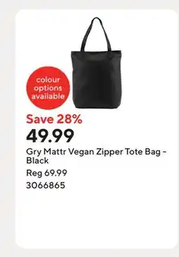 Staples Gry Mattr Vegan Zipper Tote Bag - Black offer