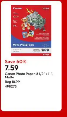 Staples Canon Photo Paper, 8 1/2 x 11, Matte offer