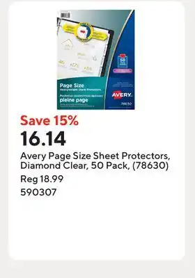 Staples Avery Page Size Sheet Protectors, Diamond Clear, 50 Pack, (78630) offer
