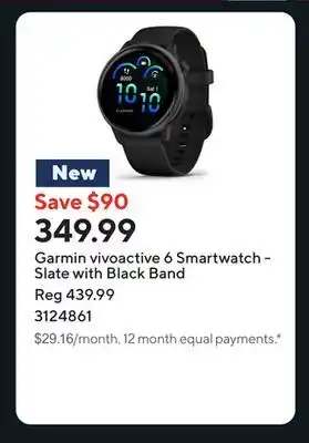 Staples Garmin vivoactive 6 Smartwatch - Slate with Black Band offer