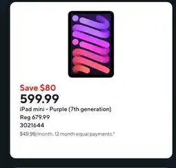 Staples iPad mini - Purple (7th generation) offer