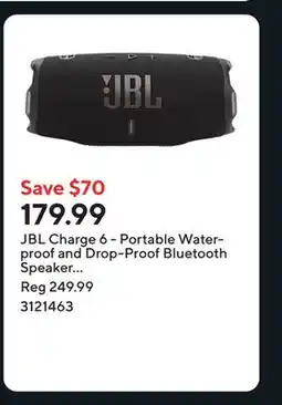 Staples JBL Charge 6 - Portable Waterproof and Drop-Proof Bluetooth Speaker - Black offer