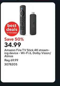 Staples Amazon Fire TV Stick 4K streaming device - Wi-Fi 6, Dolby Vision/Atmos offer