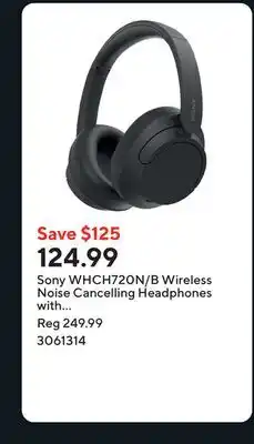 Staples Sony WHCH720N/B Wireless Noise Cancelling Headphones with Microphone - Black offer