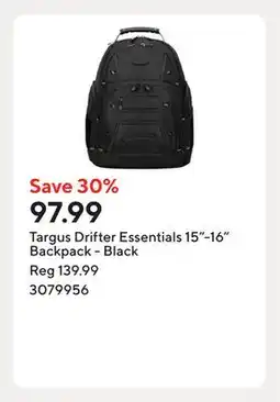 Staples Targus Drifter Essentials 15-16 Backpack - Black offer
