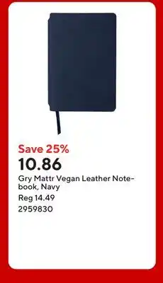 Staples Gry Mattr Vegan Leather Notebook, Navy offer
