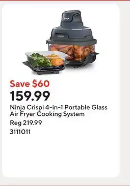 Staples Ninja Crispi 4-in-1 Portable Glass Air Fryer Cooking System offer
