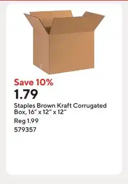 Staples Staples Brown Kraft Corrugated Box, 16 x 12 x 12 offer