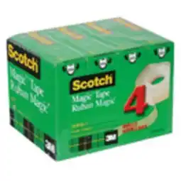 Staples Scotch Magic Tape, 19 mm x 25 m, Boxed, 4/Pack offer