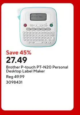 Staples Brother P-touch PT-N20 Personal Desktop Label Maker offer