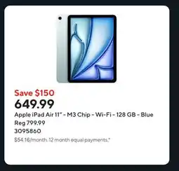 Staples Apple iPad Air 11 - M3 Chip - Wi-Fi - 128 GB - Blue offer