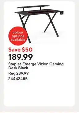 Staples Staples Emerge Vizion Gaming Desk Black offer