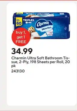 Staples Charmin Ultra Soft Bathroom Tissue, 2-Ply, 198 Sheets per Roll, 20 pk offer