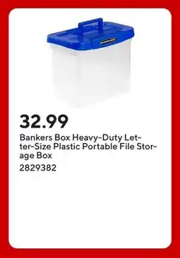 Staples Bankers Box Heavy-Duty Letter-Size Plastic Portable File Storage Box offer