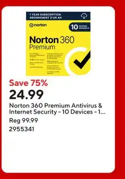 Staples Norton 360 Premium Antivirus & Internet Security - 10 Devices - 1 Year Subscription offer