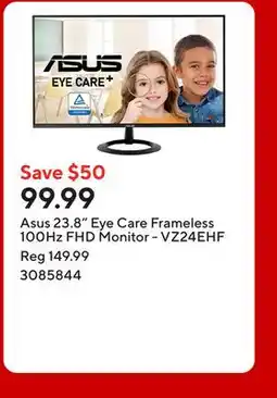 Staples Asus 23.8 Eye Care Frameless 100Hz FHD Monitor - VZ24EHF offer