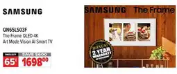 2001 Audio Video QN65LS03F SAMSUNG 65 The Frame QLED 4K Art Mode Vision AI Smart TV offer