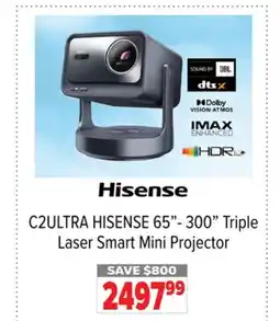 2001 Audio Video C2ULTRA HISENSE 65-300 Triple Laser Smart Mini Projector offer
