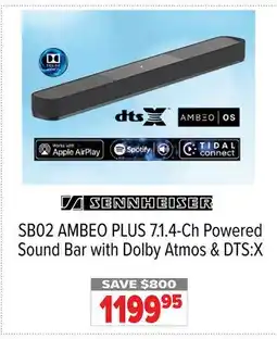 2001 Audio Video SENNHEISER AMBEO PLUS 7.1. 4-Ch Powered Sound Bar with Dolby Atmos & DTS:X offer