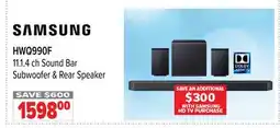 2001 Audio Video HWQ990F SAMSUNG 11.1. 4 ch Sound Bar Subwoofer & Rear Speaker offer