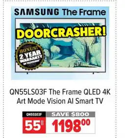 2001 Audio Video QN55LS03F SAMSUNG 55 The Frame QLED 4K Art Mode Vision AI Smart TV offer