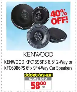 2001 Audio Video KENWOOD 6.5|| 2-Way or 6|| x 9|| 4-Way Car Speakers offer