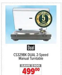 2001 Audio Video CS329BK DUAL 2-Speed Manual Turntable offer