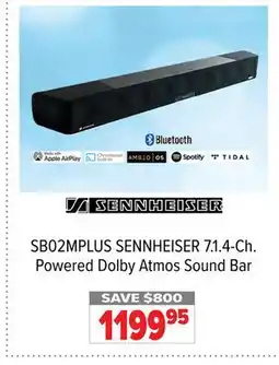 2001 Audio Video SB02MPLUS SENNHEISER 7.1. 4-Ch. Powered Dolby Atmos Sound Bar offer