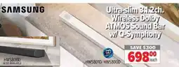 2001 Audio Video HWS800D SAMSUNG Ultra-slim 3.1.2ch. Wireless Dolby ATMOS Sound Bar w/ Q-Symphony offer