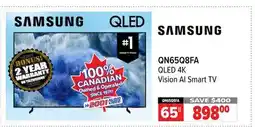 2001 Audio Video QN65Q8FA SAMSUNG 65 QLED 4K Vision AI Smart TV offer