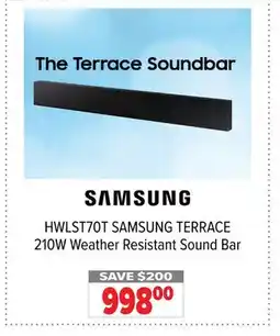2001 Audio Video HWLST70T SAMSUNG TERRACE 210W Weather Resistant Sound Bar offer