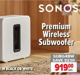 2001 Audio Video SONOS Premium Wireless Subwoofer offer