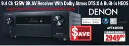 2001 Audio Video AVRX4800H Denon 9.4 Ch 125W 8K AV Receiver With Dolby Atmos DTS:X & Built-in HEOS offer